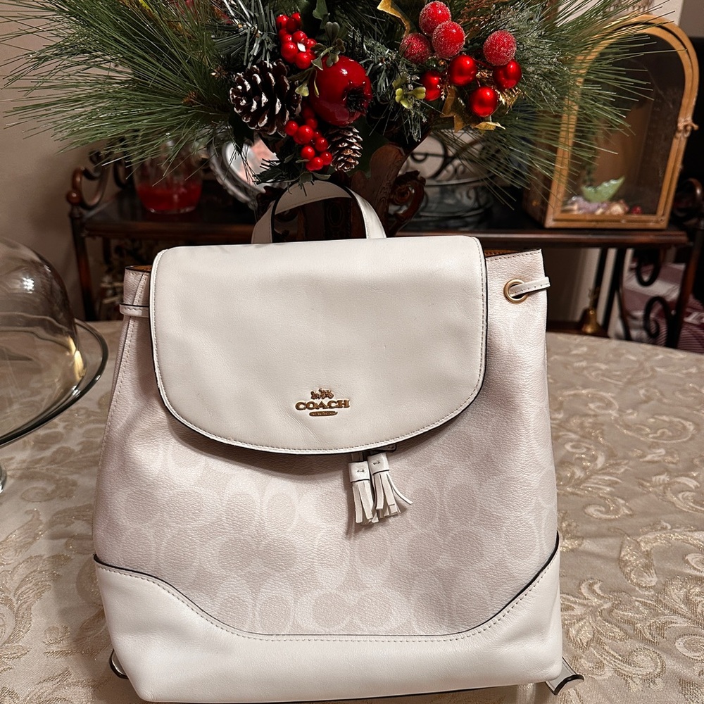 Coach Cream Backpack with Gold Accents
